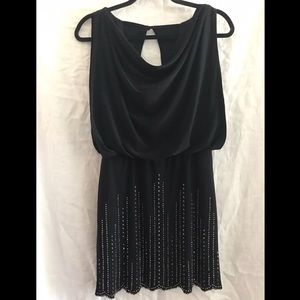 Cache Black Beaded Scallop Hem Mini, Size 0